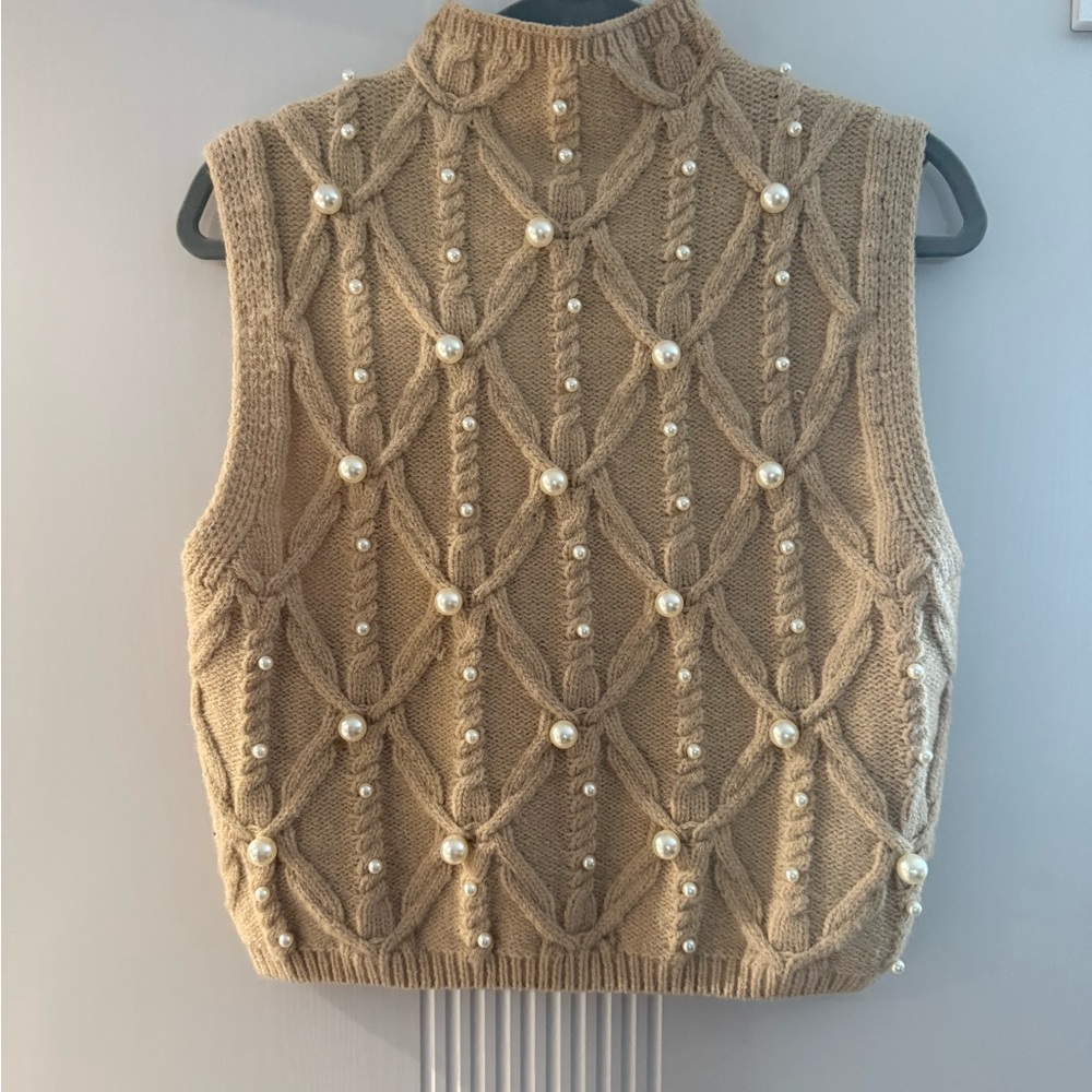 Elegant Pearl Embellished Sweater Vest
